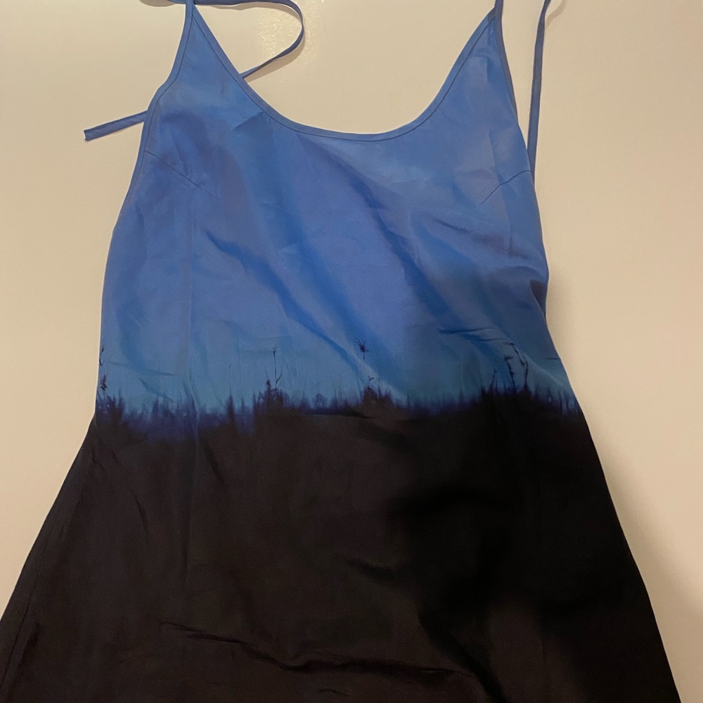 dip dye blue silk halter top made in thailand